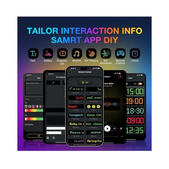 Programmable LED Scrolling Sign Display Bluetooth App Control Flexible RGB Matri - Picture 7 of 10